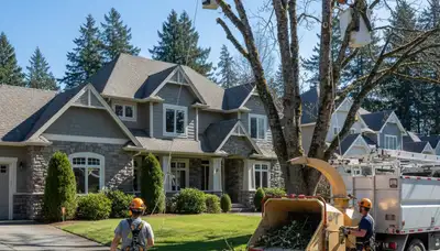 Tree service crew in Spokane, WA performing professional tree removal and trimming