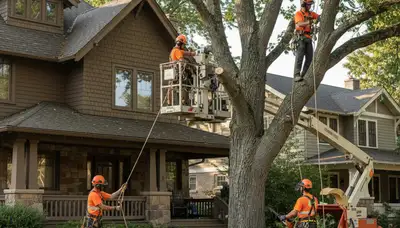 Tree service crew in Spokane, WA providing safe tree removal for a local property