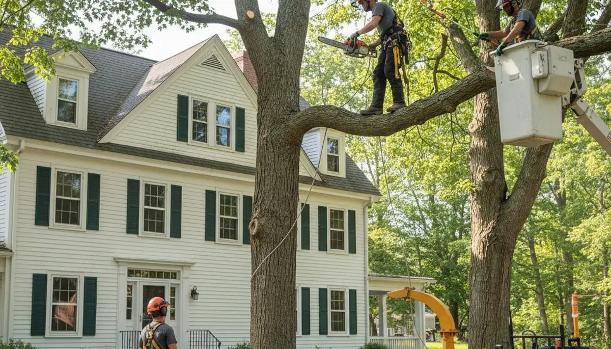 Tree service crew in Spokane, WA providing professional tree removal and trimming for local properties