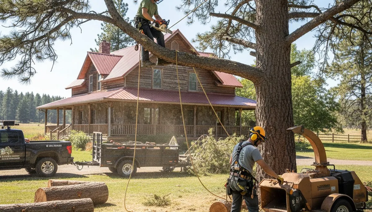 Tree service crew in Spokane, WA handling safe tree removal for a local property