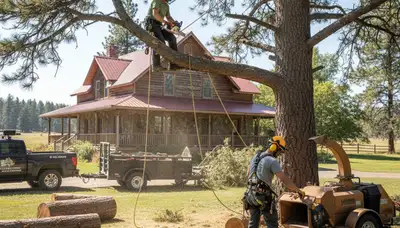 Tree service crew in Spokane, WA handling safe tree removal for a local property