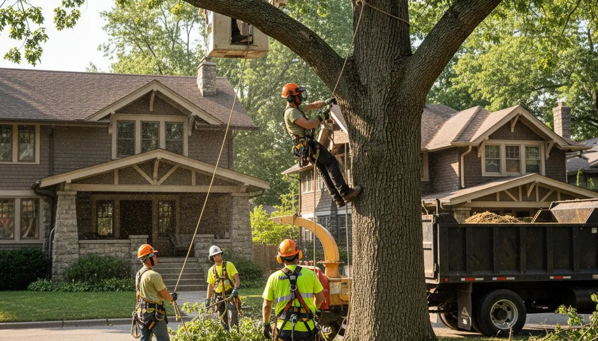 Tree service crew in Spokane, WA providing professional tree removal and trimming for homeowners