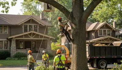 Tree service crew in Spokane, WA providing professional tree removal and trimming for homeowners