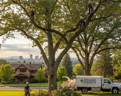 Tree trimming service in Spokane, WA for established trees on a tree service homepage widget