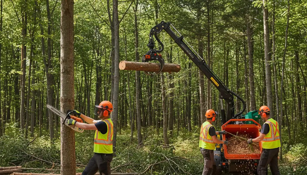 Spokane, WA tree service crew managing woodlot health and fire risk on rural property